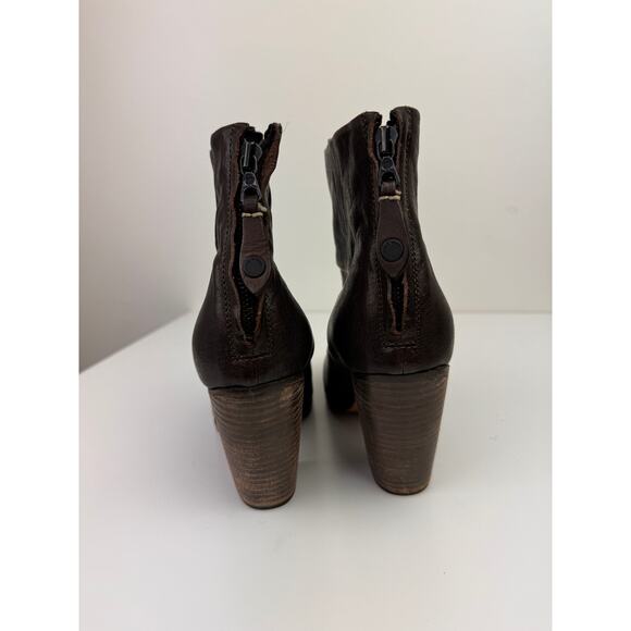 RAG & BONE Newbury Womens Brown Leather Stacked Heel Almond Toe Ankle Boot 38.5 - Picture 4 of 8